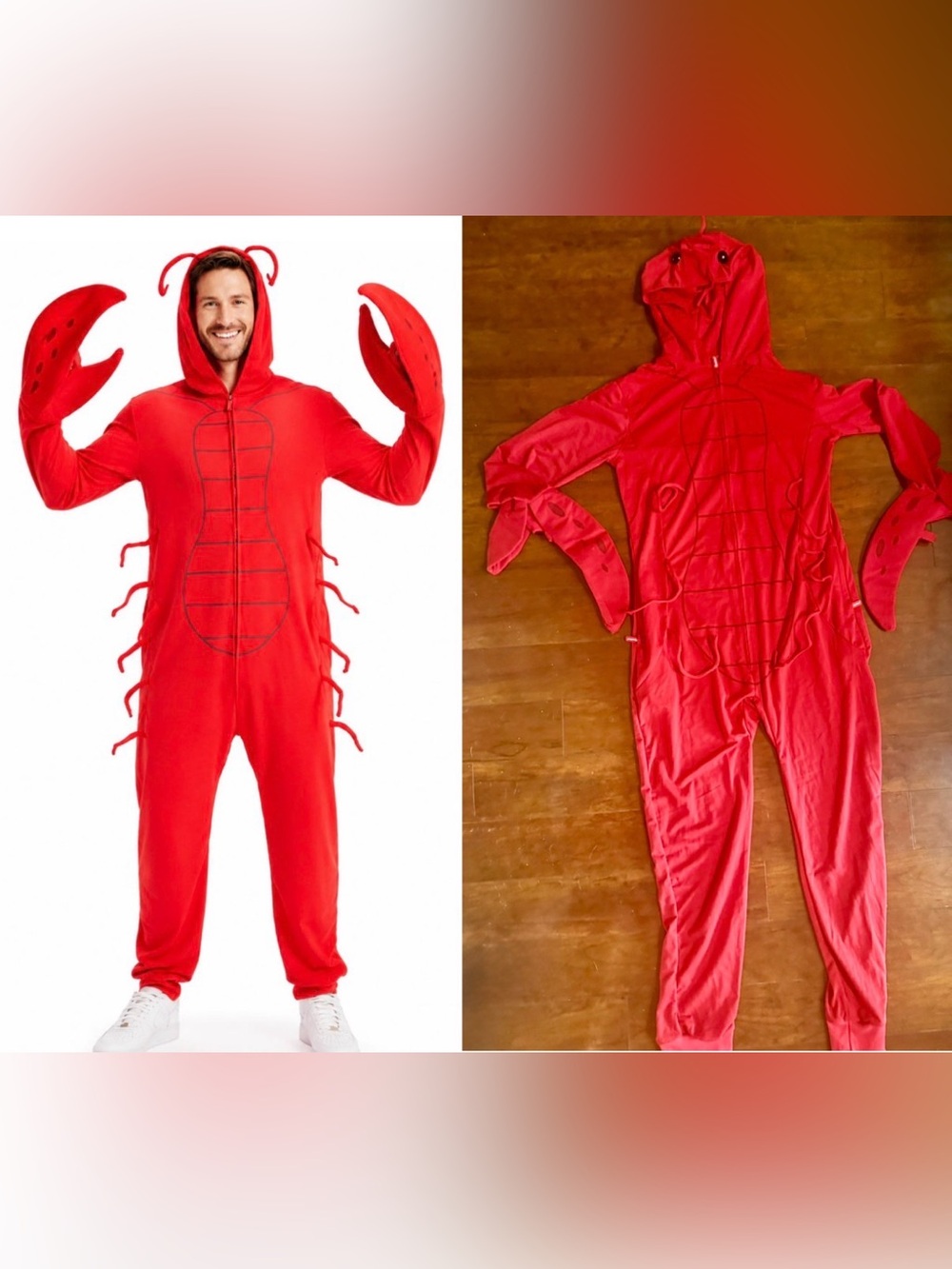 TIPSY ELVES LOBSTER ONE PIECE ZIP UP COSTUME MENS LARGE